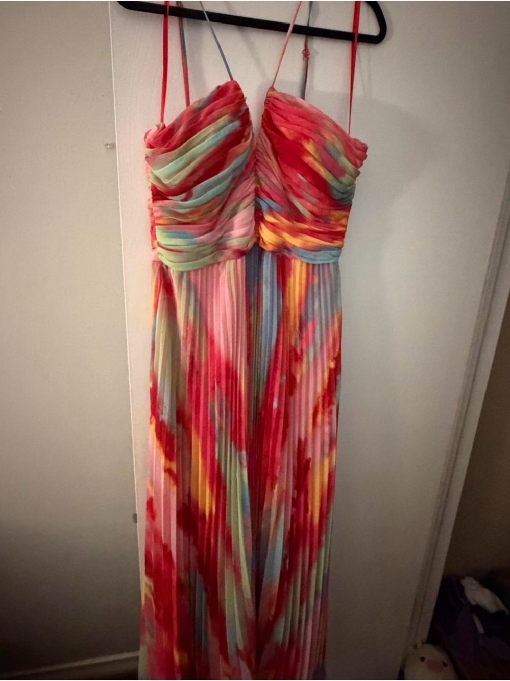Xscape Printed Pleated Gown